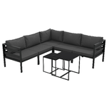 Outsunny Set da Giardino 7 Pezzi in Acciaio e Poliestere con 5 Sedie con Cuscini e 2 Tavolini da Caffè
