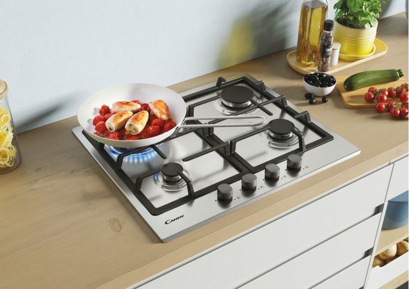 Candy-Timeless-CHG6BR4WX-Acciaio-inossidabile-Da-incasso-Gas-4-Fornello-i-
