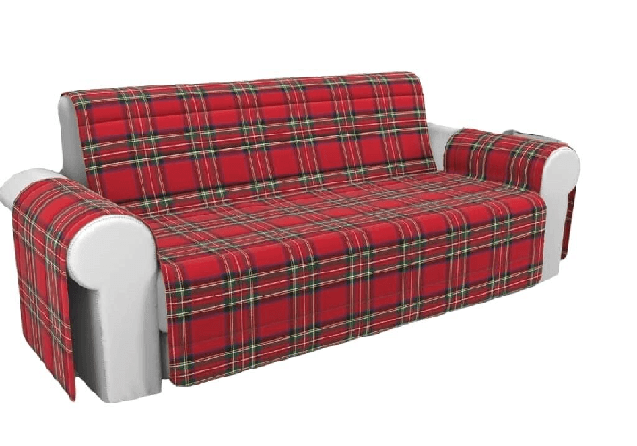 SHOPPING IN RETE COPRIDIVANO TRAPUNTATO SALVA DIVANO SCOZZESE ROSSO TARTAN DIVANO 4 POSTI