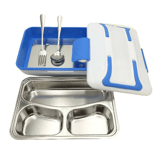 SHOPPING IN RETE SCALDAVIVANDE ELETTRICO LUNCHBOX CONTENITORE PORTA CIBO 3 SCOMPARTI + POSATE