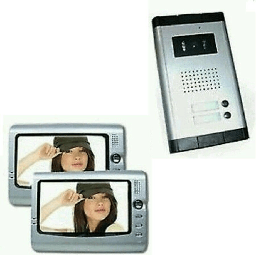 SHOPPING IN RETE KIT VIDEOCITOFONO BIFAMILIARE TELECAMERA 2 MONITOR 7' POLLICI CAMPANELLO