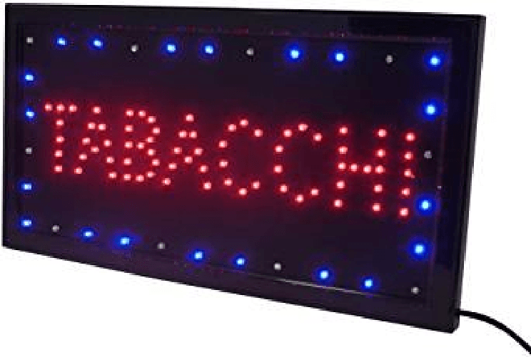 SHOPPING IN RETE INSEGNA LUMINOSA CON SCRITTA TABACCHI A LED TABELLA LUMINOSA