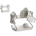 SHOPPING IN RETE SCOLAPIATTI A 2 Ripiani IN METALLO CROMATO Colapiatti Vaschetta 43x25x39,5cm