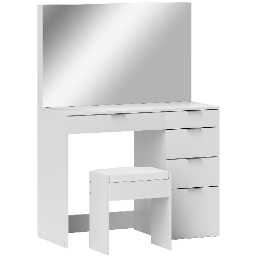 HOMCOM Set Tavolo da Trucco con Specchio e 5 Cassetti 97.2x44.5x136