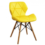 BricoShop24 4 Sedie da Pranzo Giallo con Gambe in Legno seduta in PU