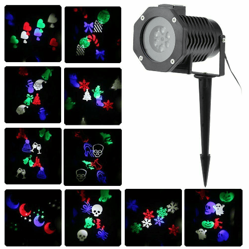 SHOPPING IN RETE PICCHETTO PER ESTERNO PROIETTORE LUCI NATALE DISEGNI FIGURE ADDOBBI COLORATI