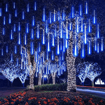 SHOPPING IN RETE  LUCI DI NATALE DA ESTERNO BLU LED EFFETTO PIOGGIA STELLA CADENTE METEORITI TUBO 45CM