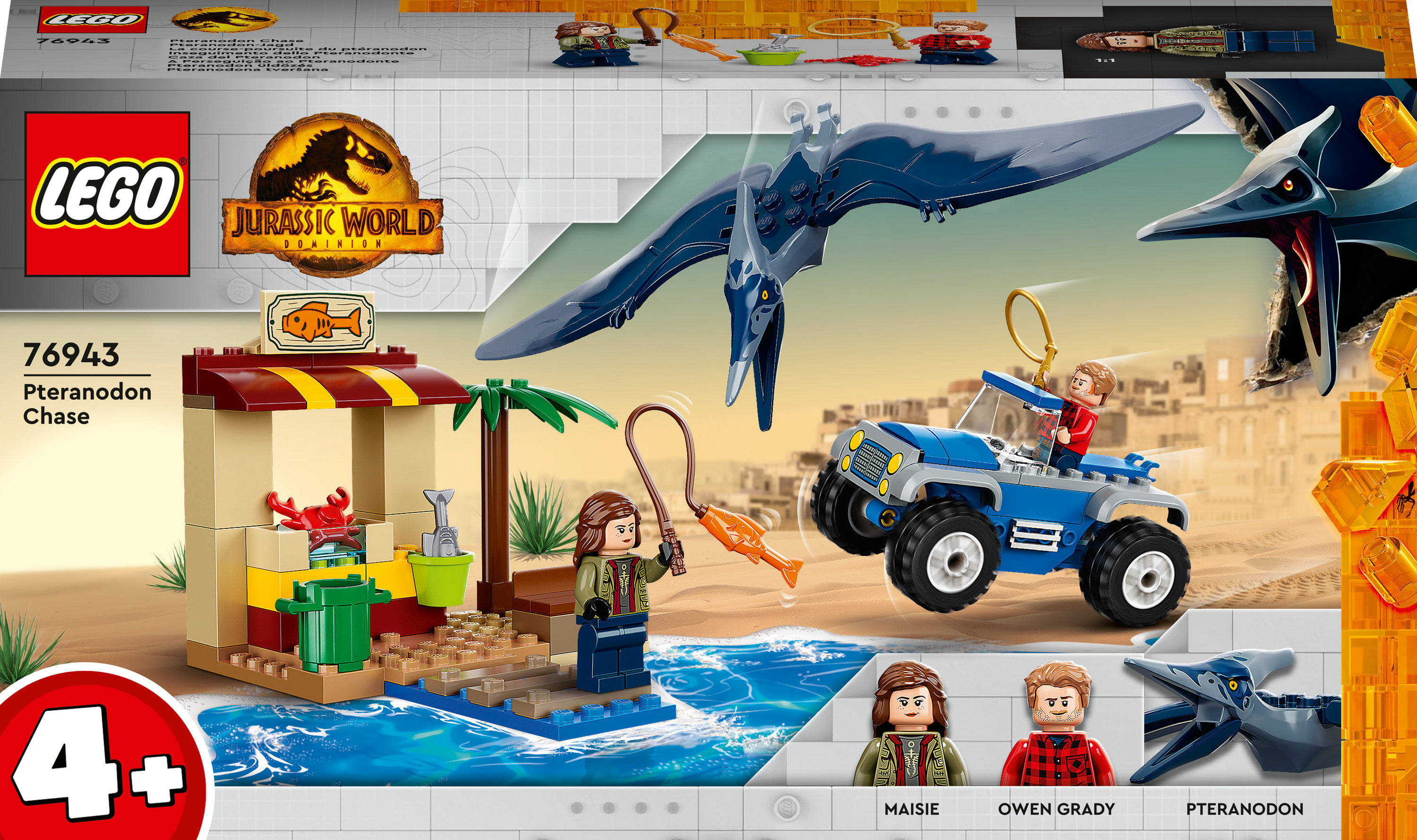 LEGO Jurassic World 76943 Inseguimento dello Pteranodonte, Giochi per bambini di 4+ Anni con Dinosauro Giocattolo