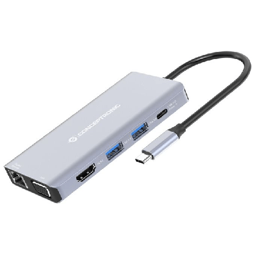 Conceptronic-DONN20G-replicatore-di-porte-e-docking-station-per-laptop-Cablato-USB-3.2-Gen-1--3.1-Gen-1--Type-C-Grigio