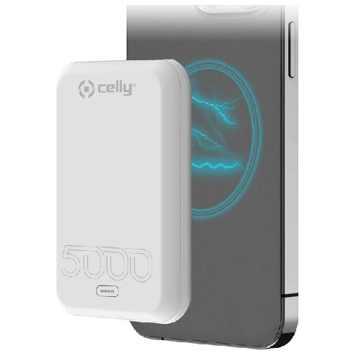 Celly-MAGPB5000EVOWH-batteria-portatile-5000-mAh-Carica-wireless-Bianco