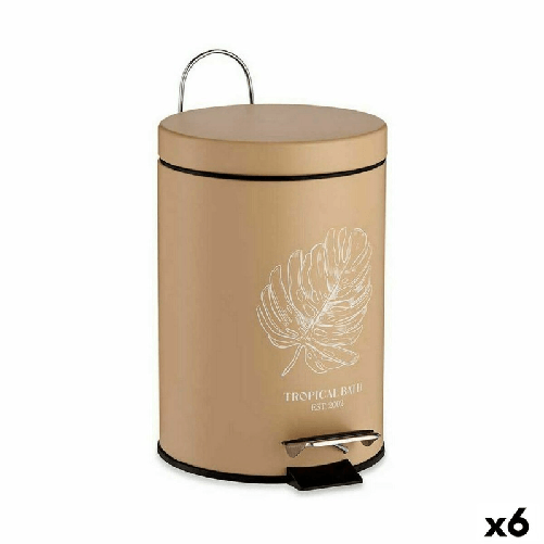 Berilo Cestino a pedale Berilo Tropical Bath Bianco Beige Acciaio Plastica 3 L (6 Unità)