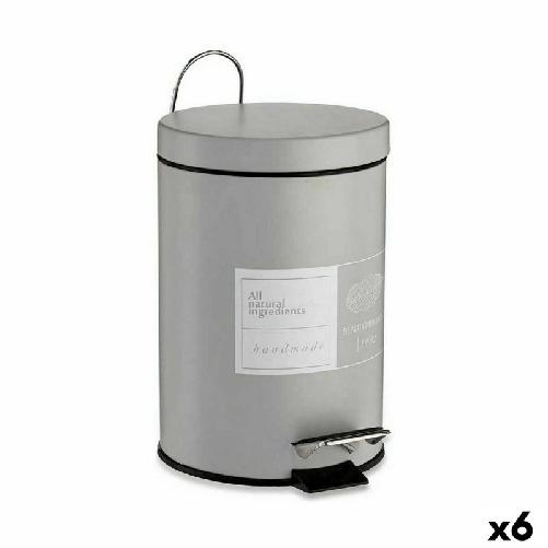 Berilo Cestino a pedale Berilo Beauty Products Bianco Grigio Acciaio Plastica 3 L (6 Unità)