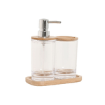 Home ESPRIT  Set da Bagno Home ESPRIT Trasparente Naturale Bambù Alluminio polistirene 16 x 9 x 18 cm