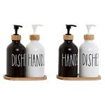 Home ESPRIT  Dispenser di Sapone Home ESPRIT Bianco Nero Bambù Cristallo 350 ml 15,5 x 8 x 19 cm (2 Unità)