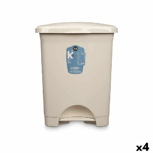 BigBuy Home Cestino a pedale Beige Plastica 30 L (4 Unità)