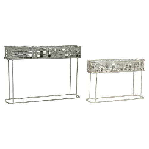 DKD Home Decor Set di vasi da fiori DKD Home Decor 100 x 22 x 70 cm Grigio Metallo Bianco Vintage