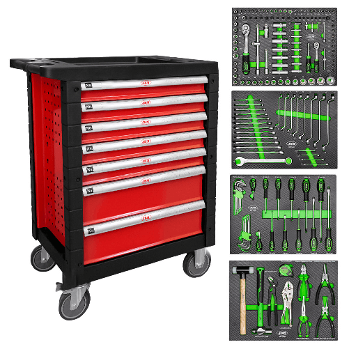 JBM CARRELLO A 7 CASSETTI - ROSSO