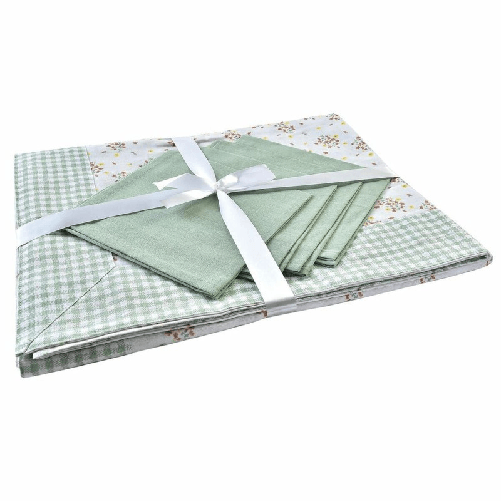 DKD Home Decor Set biancheria da tavola DKD Home Decor Fiori Verde 150 x 150 x 0,5 cm
