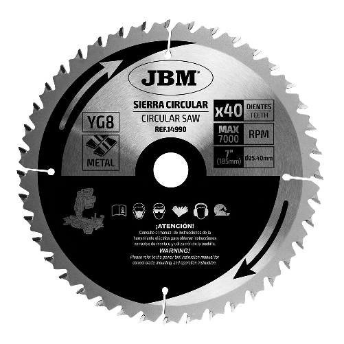 JBM SEGA CIRCOLARE, 40 DENTI, 185 MM, PER METALLO PER RIF. 60022