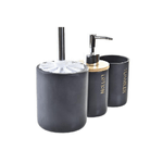 DKD Home Decor  Set da Bagno DKD Home Decor Nero Naturale Bambù Dolomite 10,2 x 10,2 x 37,5 cm (3 Pezzi)