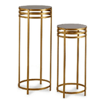 Gift Decor Set di 2 tavoli Nero Dorato (2 pcs)