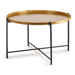 Gift Decor Tavolo aggiuntivo Nero Dorato Metallo (76,5 x 46 x 76,5 cm)