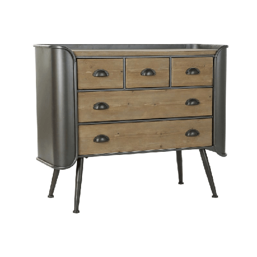 DKD Home Decor Cassettiera DKD Home Decor Grigio Naturale Metallo Abete Loft 97 x 37 x 79 cm