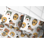 BIANCHERIAWEB Coppia Federe Cuscino Letto Bottoni Laterali 100% Cotone Disegno Cani 25 GI