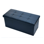 BIANCHERIAWEB Pouf Contenitore Imbottito Pieghevole In Ecopelle Modello Double Colore Nero