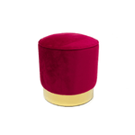 BIANCHERIAWEB Pouf Sgabello Poggiapiedi Velluto Base Dorata Rotondo moderno Living Bordeaux
