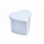 BIANCHERIAWEB Pouf Contenitore Imbottito Pieghevole In Ecopelle Modello Coracao Cuore Bianco