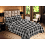 BIANCHERIAWEB Sacco Copripiumino Microfibra Letto Matrimoniale Tirolese Scozzese Cardiff Grigio