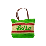 BIANCHERIAWEB Borsa Mare Spiaggia Piscina A Spalla Borsone Grande Modello Hello Verde