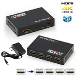 Adowl Splitter 1 x 4 Sdoppiatore Full HD 1080P UHD 4K 3D 4 Uscite HDMI Amplificate