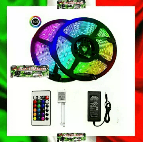 LEOVIN Striscia IP65 LED 5050 RGB 5 Metri Alimentatore Telecomando A+++ Adesiva
