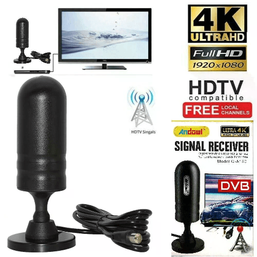 ANDOWL Antenna TV Terrestre DVB-T 4K 3D Interno Esterno dBi Casa Ufficio Auto Camper