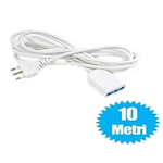 Leovin Prolunga Lineare Cavo Elettrico 10 Metri Bianco Spina 10A - Presa 10/16A