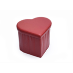 BIANCHERIAWEB Pouf Contenitore Imbottito Pieghevole In Ecopelle Modello Coracao Cuore Rosso