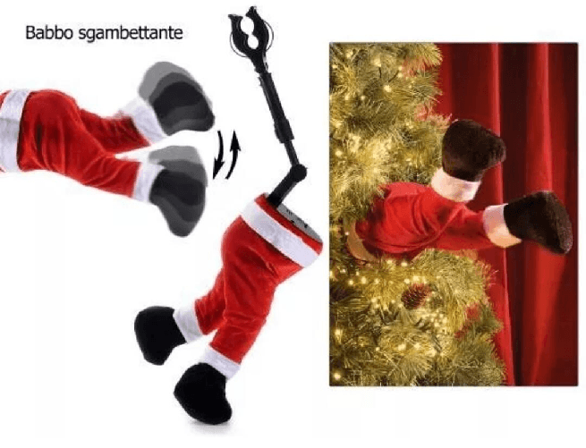 SHOPPING IN RETE  GAMBE BABBO NATALE DECORAZIONE ALBERO DI NATALE IN MOVIMENTO CON GANCIO H34x10x15 cm