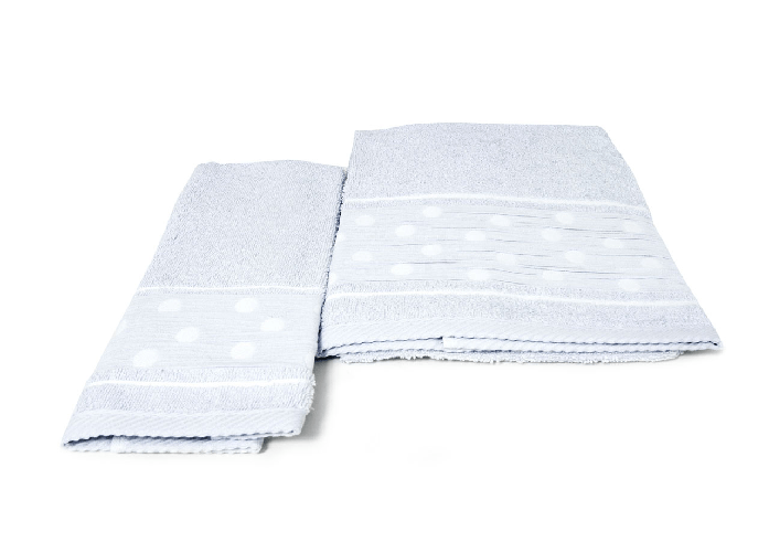 BIANCHERIAWEB Set Asciugamano Copiola Salvietta Bagno In Spugna 100% Cotone Mod Pois Grigio