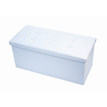 BIANCHERIAWEB Pouf Contenitore Imbottito Pieghevole In Ecopelle Modello Double Colore Bianco