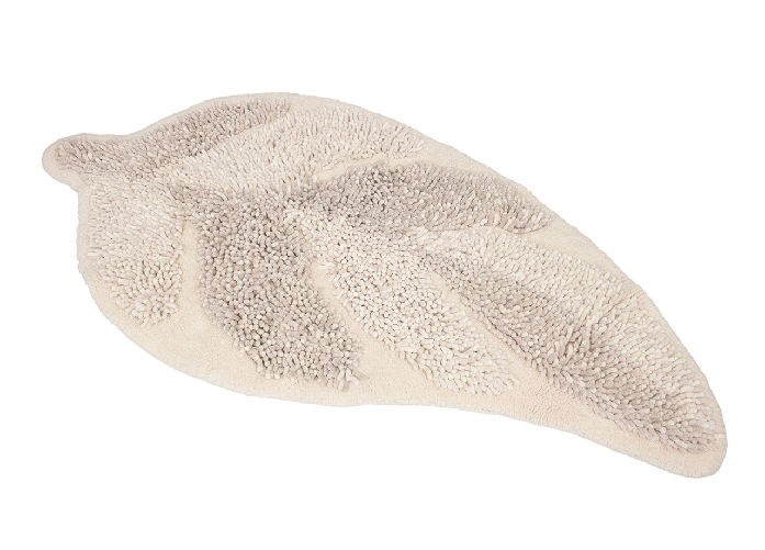 BIANCHERIAWEB Tappeto A Foglia Casa Bagno Cotone Spugna Morbida Antiscivolo Leaf Avorio