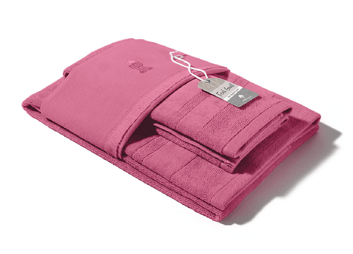 BIANCHERIAWEB Asciugamani Salvietta Bagno In Morbida Spugna Modello Joy Colore Fucsia