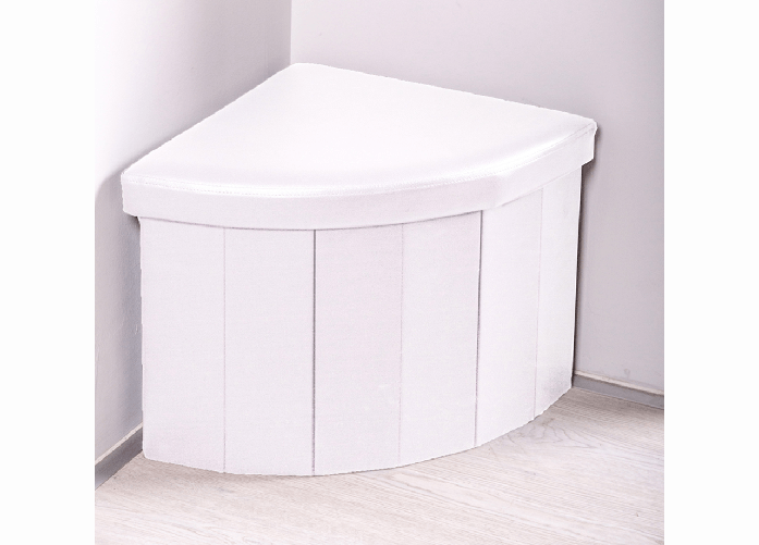 BIANCHERIAWEB Pouf Contenitore Imbottito Pieghevole In Ecopelle Modello Corner Bianco