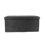 BIANCHERIAWEB Pouf Contenitore Imbottito Pieghevole Modello Double Velvet Colore Nero