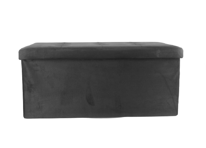 BIANCHERIAWEB Pouf Contenitore Imbottito Pieghevole Modello Double Velvet Colore Nero