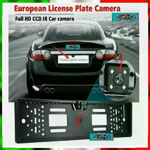 LEOVIN Porta Targa Telecamera 4 LED Vision Notturna Parcheggio Assistito Video Distanza