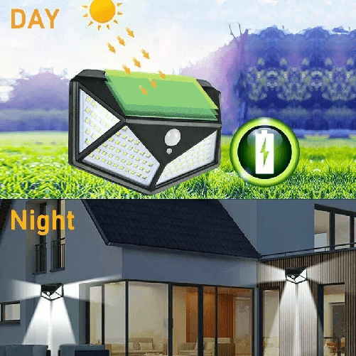LEOVIN Lampada Solare 100 LED Faretto Esterno Giardino Fotovoltaico Sensore IP65