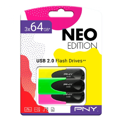PNY Memoria USB PNY Nero Multicolore 64 GB