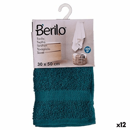 Berilo Telo da bagno Berilo 89672 Azzurro 80 % cotone 20 % Poliestere 30 x 50 cm (12 Unità)